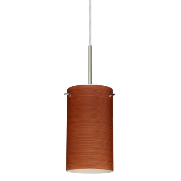 Besa Lighting Stilo 7 Cord Pendant, Cherry, Satin Nickel Finish, 1x40W Candelabra 1BT-4404CH-SN - main